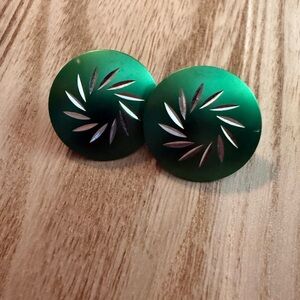 Vintage Aluminum Green and Silver Earrings